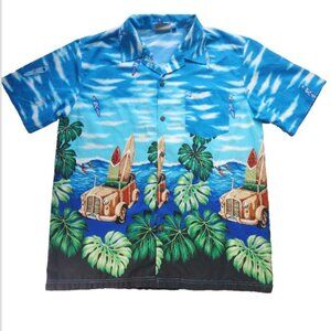 Tropical Shirt Men's Large Short Sleeve Button Up Collared Shirt R2 Hardcore